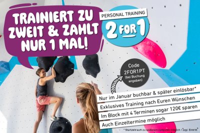 2for1 Personal Training in der Boulderwelt Karlsruhe