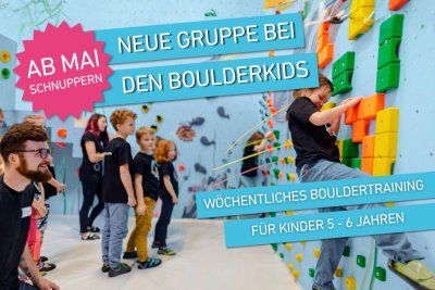 Neue Gruppe bei den Boulderkids in der Boulderwelt Karlsruhe für Kinder zwischen 5 und 6 Jahre